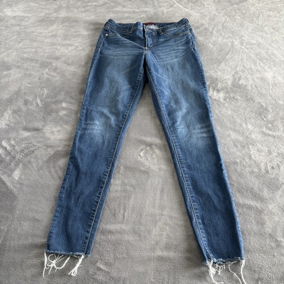 Jennifer‎ López Women's Skinny Ankle Jeans Raw Frayed Hem Blue Denim 12L - Picture 1 of 14